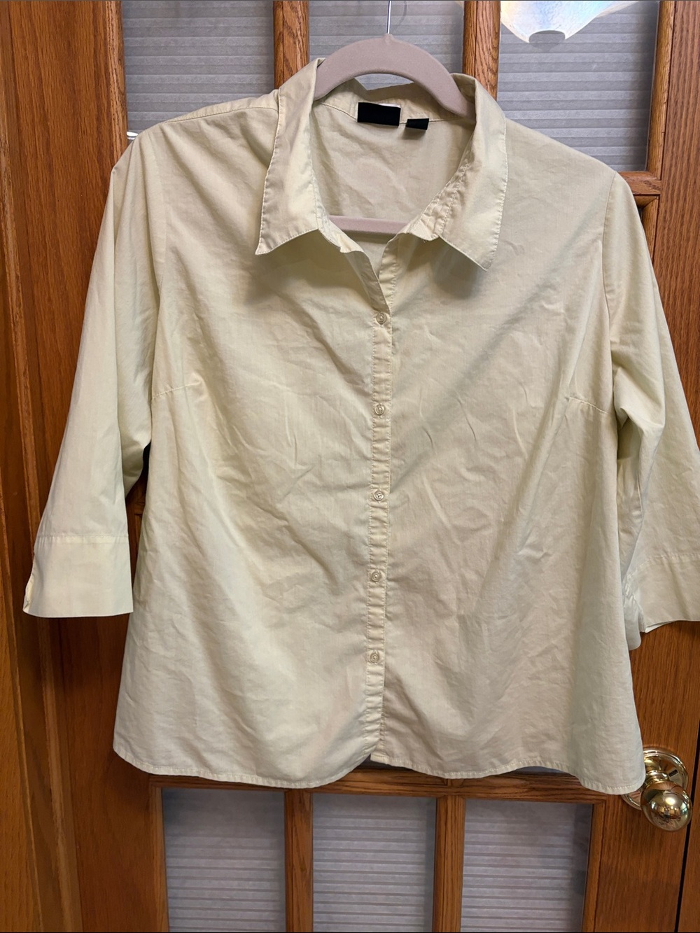 EUC A.L.C. Pale Yellow Lime Button-Down Shirt 3/4 sleeves